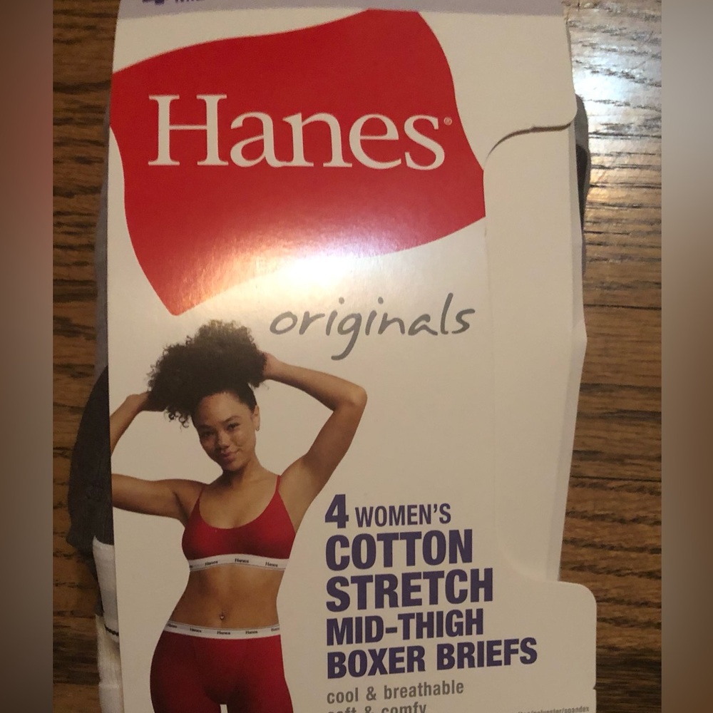 Hanes Women's Cotton Stretch Mid-Thigh Boxer Brief 4 Piece Set XL